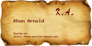 Khon Arnold névjegykártya